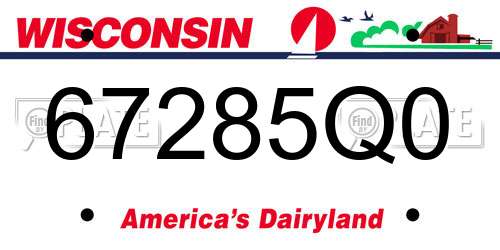 67285Q0 Wisconsin License Plate