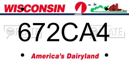 672CA4 Wisconsin License Plate