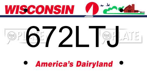 672LTJ Wisconsin License Plate