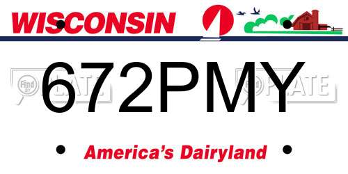 672PMY Wisconsin License Plate