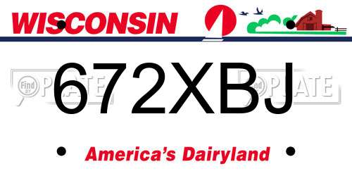 672XBJ Wisconsin License Plate