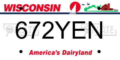 672YEN Wisconsin License Plate