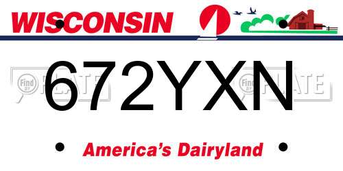 672YXN Wisconsin License Plate