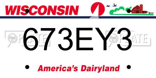 673EY3 Wisconsin License Plate