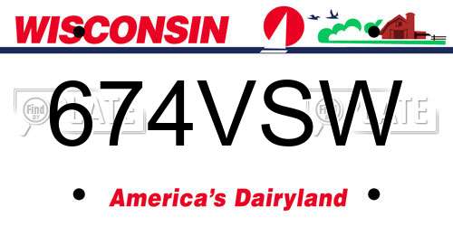 674VSW Wisconsin License Plate