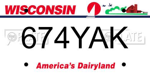 674YAK Wisconsin License Plate