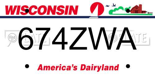 674ZWA Wisconsin License Plate