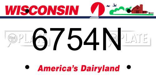 6754N Wisconsin License Plate