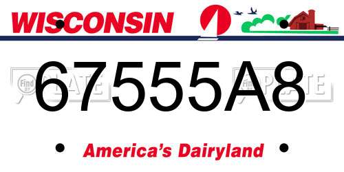 67555A8 Wisconsin License Plate