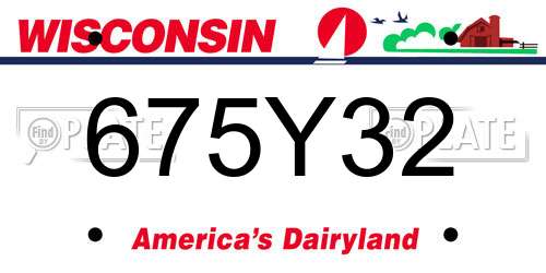 675Y32 Wisconsin License Plate