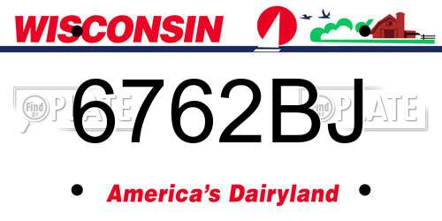 6762BJ Wisconsin License Plate