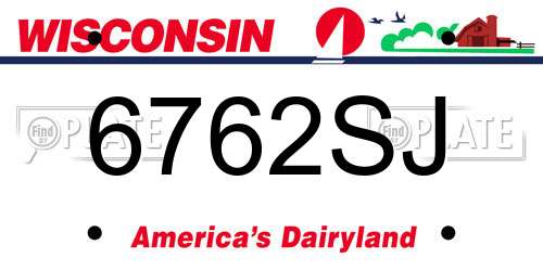 6762SJ Wisconsin License Plate