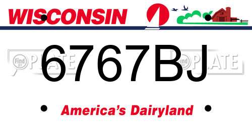 6767BJ Wisconsin License Plate