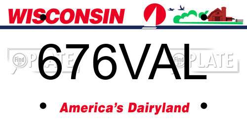 676VAL Wisconsin License Plate