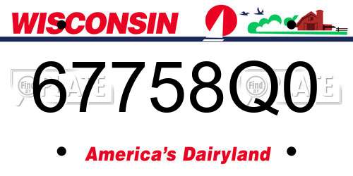 67758Q0 Wisconsin License Plate