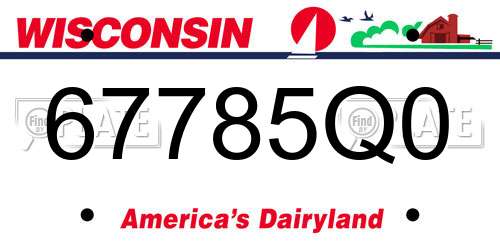 67785Q0 Wisconsin License Plate