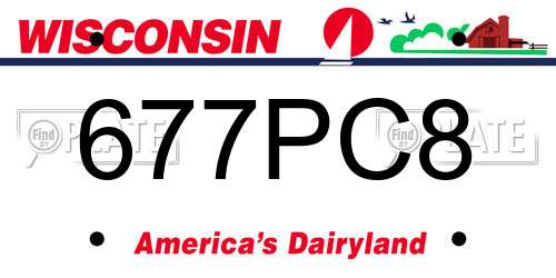 677PC8 Wisconsin License Plate