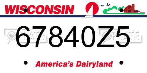 67840Z5 Wisconsin License Plate