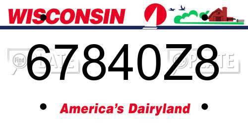 67840Z8 Wisconsin License Plate