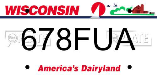 678FUA Wisconsin License Plate