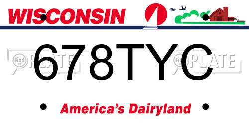 678TYC Wisconsin License Plate