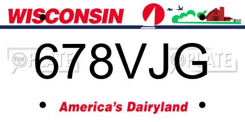 678VJG Wisconsin License Plate