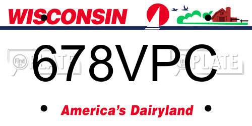 678VPC Wisconsin License Plate