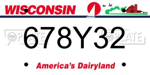 678Y32 Wisconsin License Plate