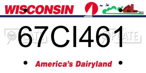67CI461 Wisconsin License Plate