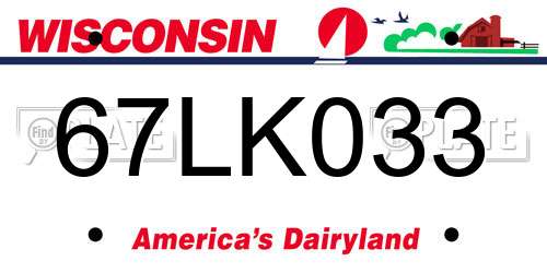 67LK033 Wisconsin License Plate