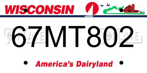 67MT802 Wisconsin License Plate