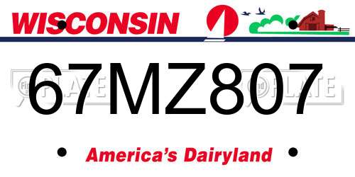 67MZ807 Wisconsin License Plate