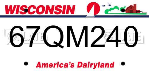 67QM240 Wisconsin License Plate