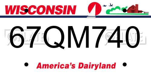 67QM740 Wisconsin License Plate