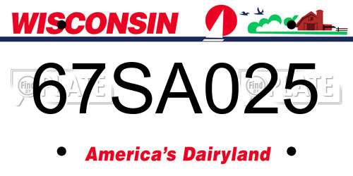 67SA025 Wisconsin License Plate