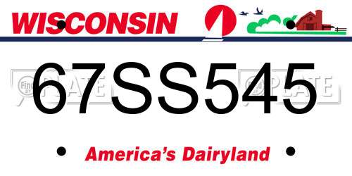 67SS545 Wisconsin License Plate