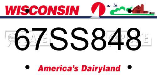 67SS848 Wisconsin License Plate
