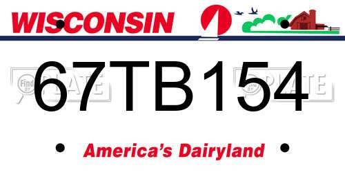 67TB154 Wisconsin License Plate