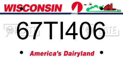 67TI406 Wisconsin License Plate