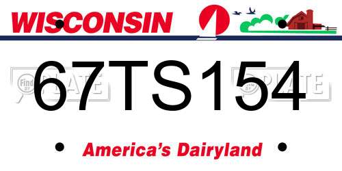 67TS154 Wisconsin License Plate