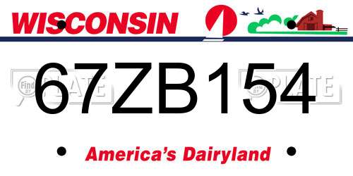 67ZB154 Wisconsin License Plate