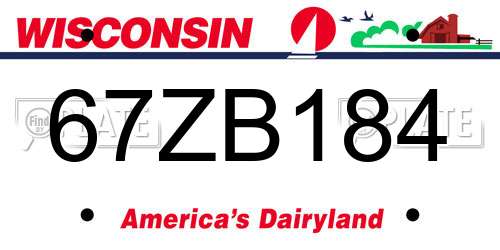 67ZB184 Wisconsin License Plate