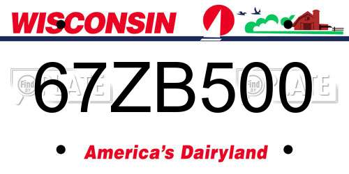 67ZB500 Wisconsin License Plate