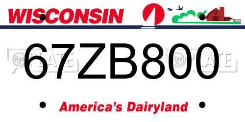 67ZB800 Wisconsin License Plate
