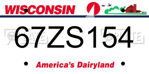 67ZS154 Wisconsin License Plate