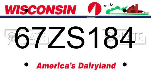 67ZS184 Wisconsin License Plate