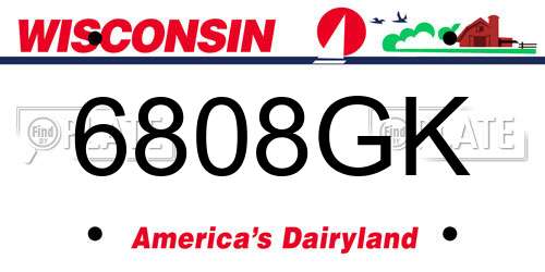 6808GK Wisconsin License Plate