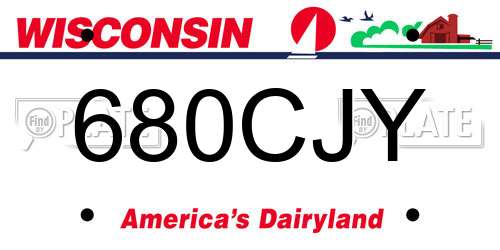 680CJY Wisconsin License Plate
