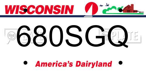 680SGQ Wisconsin License Plate