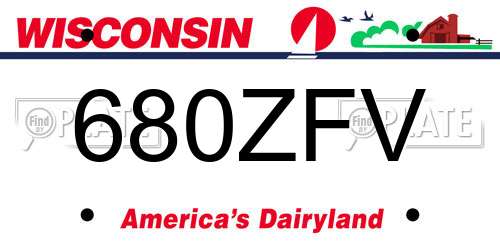 680ZFV Wisconsin License Plate